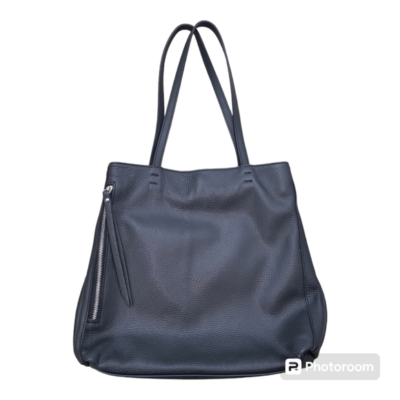 Viola Castellani Handbags - Viola Castellani Black Pebble Italian Leather Shoulder Tote Bag